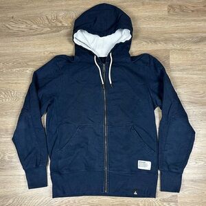 American Giant Navy Full Zip Hoodie With Waffle Hood